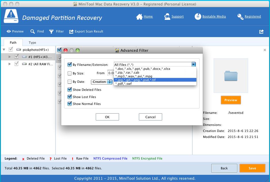 Recover specified type file 1